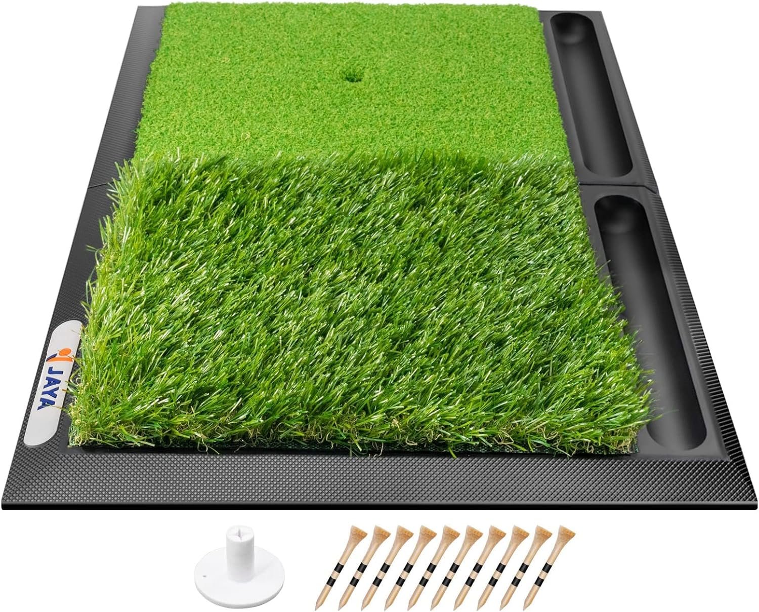 JAYA Golf Hitting Mat with Heavy Rubber Base, Foldable Golf Practice Mat for Indoor & Outdoor Training, Dual Turf Fairway & Rough Grass Mat for Swing, Chipping and Driving Practice
