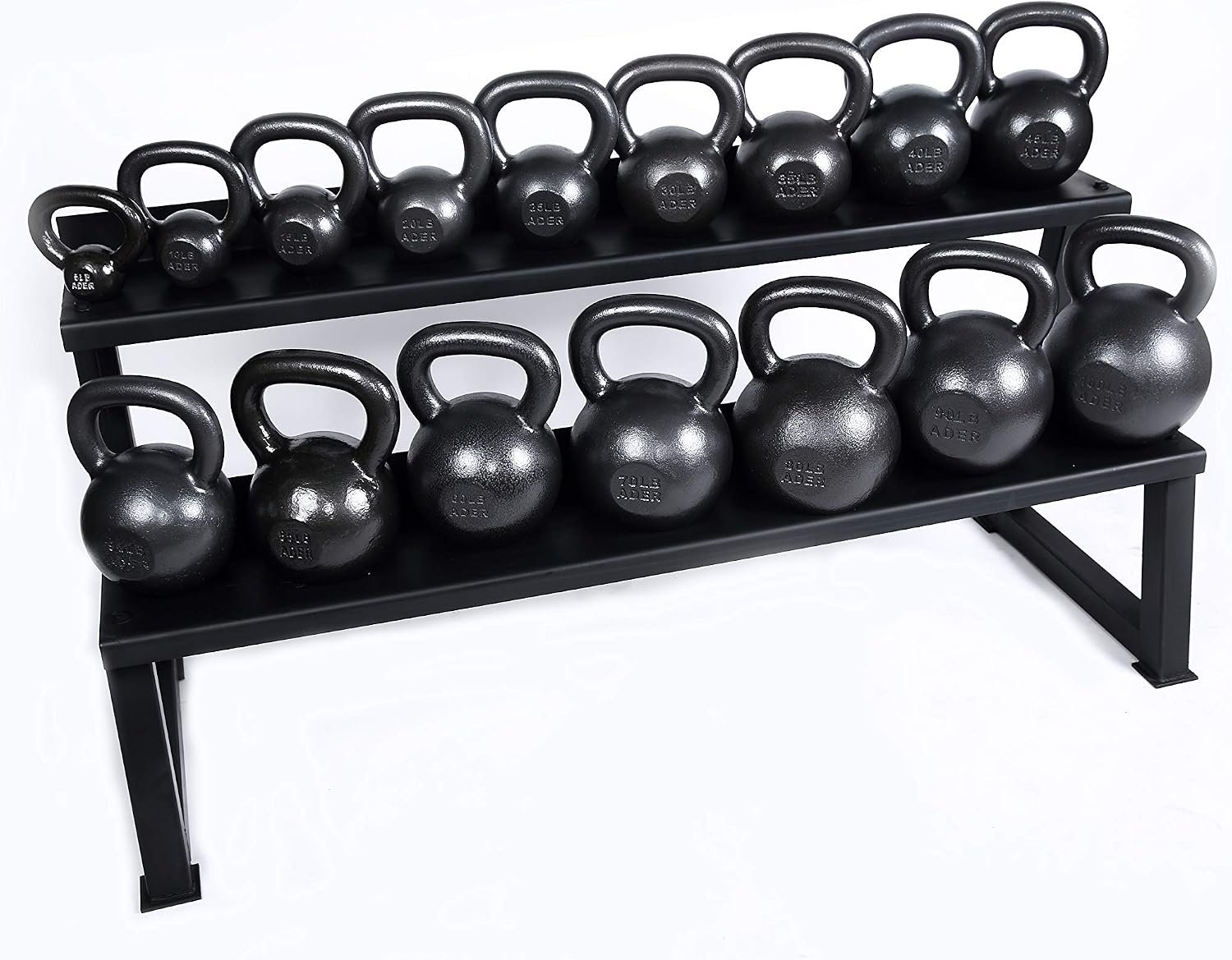 Ader Sporting Goods Premier Kettlebell Set with Kettlebell Rack and Dvd (5,10,15,20,25,30,35,40,45,50, 60Lb)