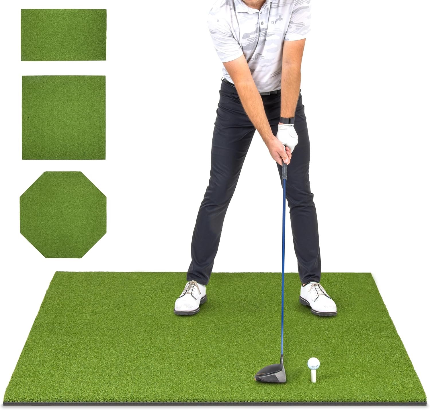 GoSports Elite Golf Hitting Mat for Indoor and Outdoor Practice – Withstands Thousands of Shots – Heavy-Duty Turf Driving Range Mats Works with Golf Simulators – Includes 3 tees – Choose Your Size