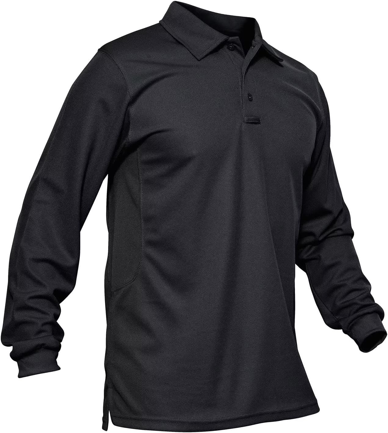 MAGCOMSEN Men’s Polo Shirts 3 Button Quick Dry Performance Long Sleeve Tactical Shirts Pique Jersey Golf Shirt