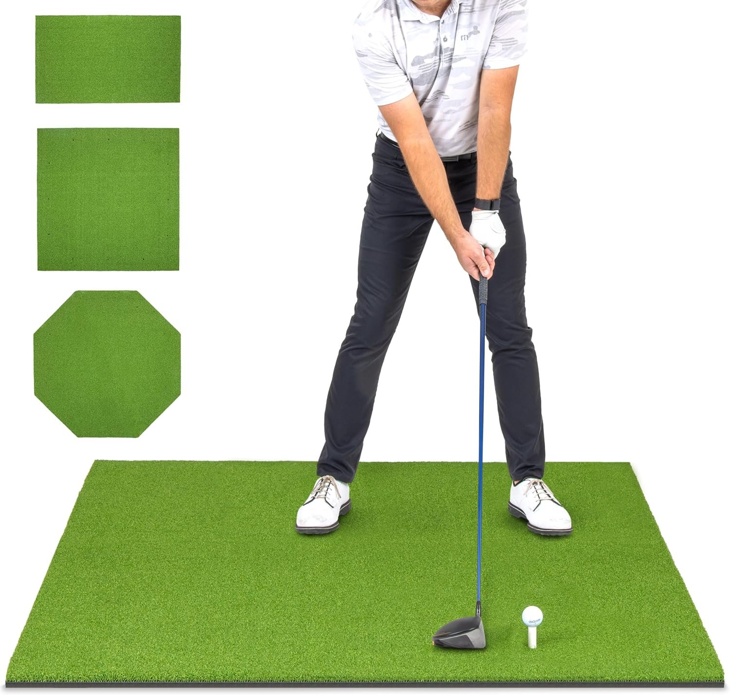 GoSports Pro Golf Hitting Mat for Indoor and Outdoor Practice – Withstands Thousands of Shots – Heavy-Duty Turf Driving Range Mats Works with Golf Simulators – Includes 3 tees -Choose Your Size