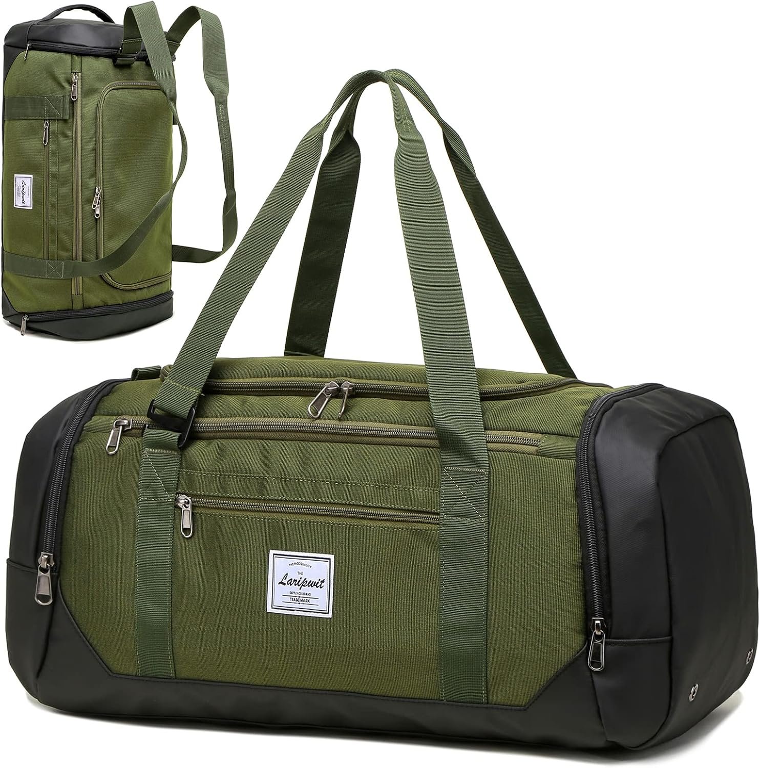 Travel Duffle Bag for men 40L Medium Sports Gym Bag with Wet Pocket & Shoes Compartment Weekender Overnight Backpack for Traveling Duffel Bag Backpack for Women, Green