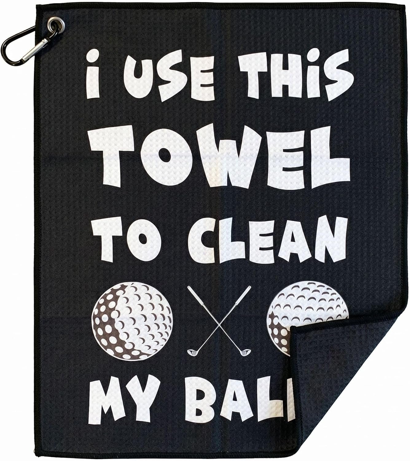 SHANKITGOLF Towel, Funny Microfiber with Bag Clip, Gift for Men & Dad | Waffle-weave towel scrubs dirt off clubs and balls, then clips to your bag. Novelty gifts for golfers.