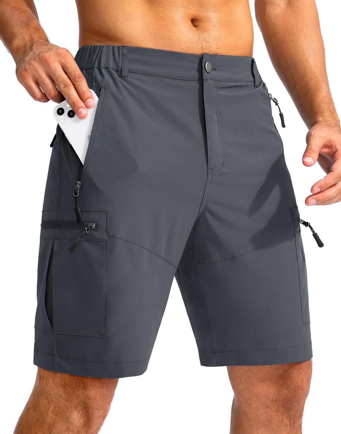 Pudolla Men’s Hiking Cargo Shorts 9″/7″/11″ Lightweight Outdoor Shorts for Men Trip Golf Camping Casual with 5 Zipper Pockets