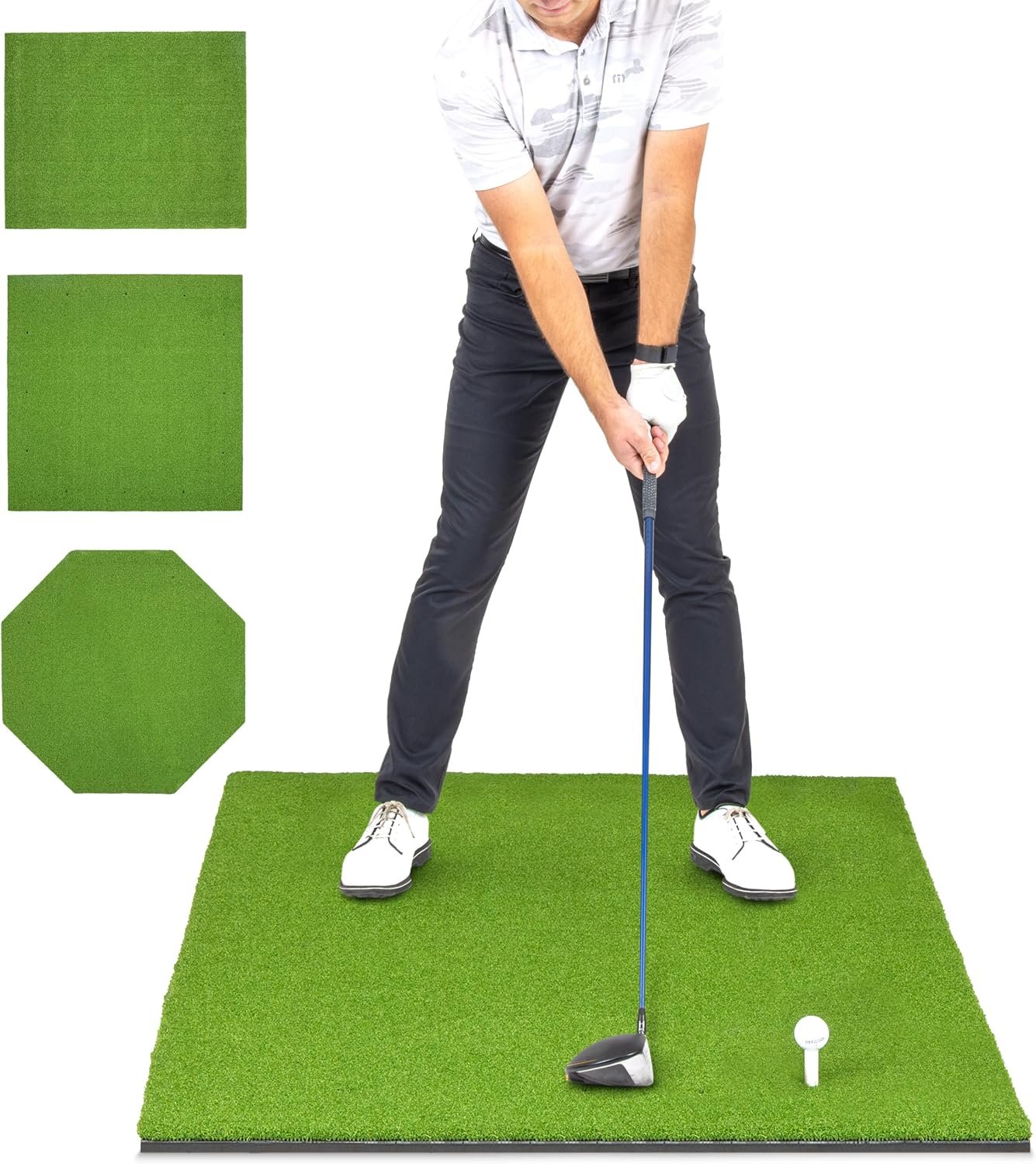 GoSports Pro Golf Hitting Mat for Indoor and Outdoor Practice – Withstands Thousands of Shots – Heavy-Duty Turf Driving Range Mats Works with Golf Simulators – Includes 3 tees -Choose Your Size