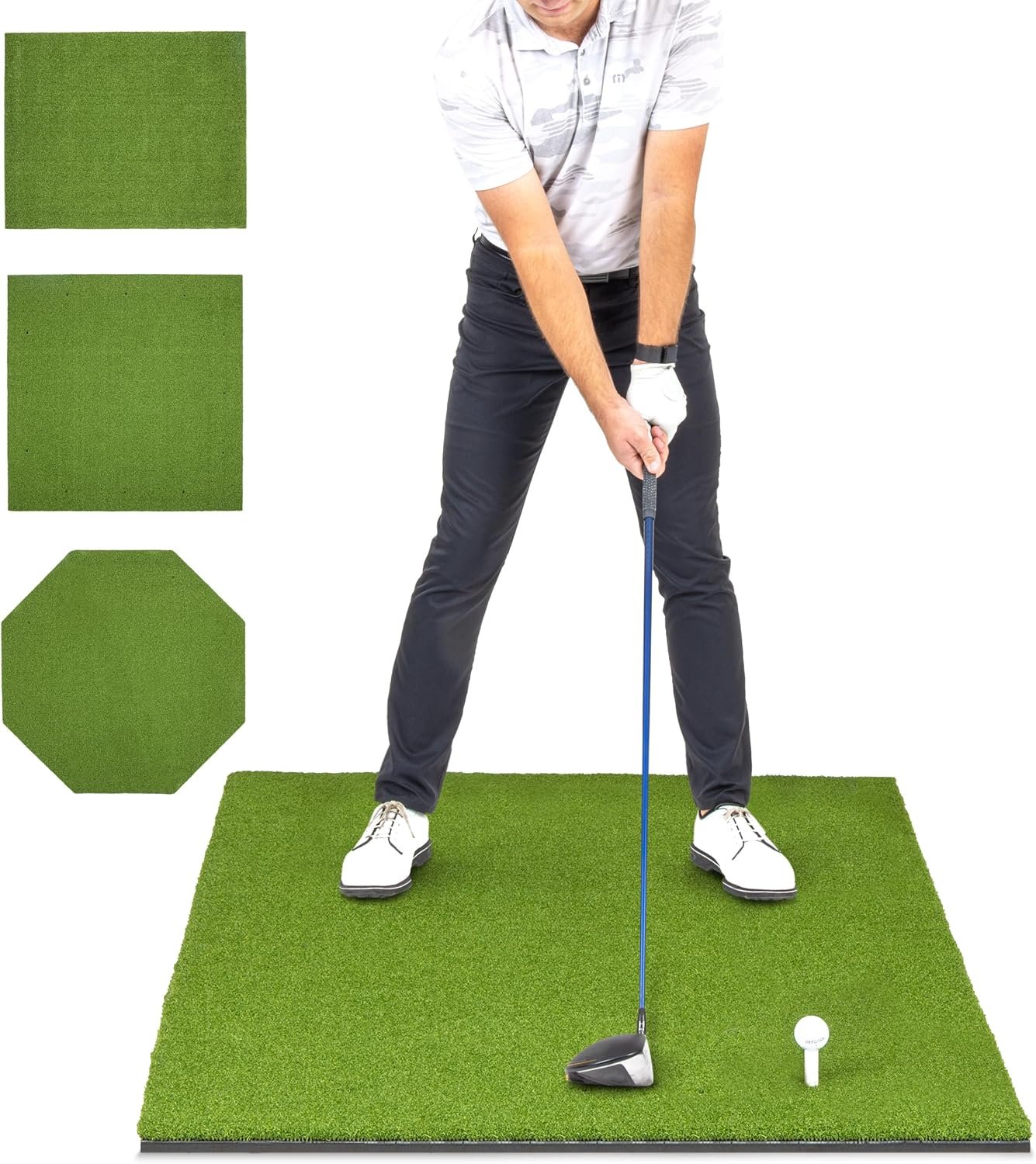 GoSports Elite Golf Hitting Mat for Indoor and Outdoor Practice – Withstands Thousands of Shots – Heavy-Duty Turf Driving Range Mats Works with Golf Simulators – Includes 3 tees – Choose Your Size