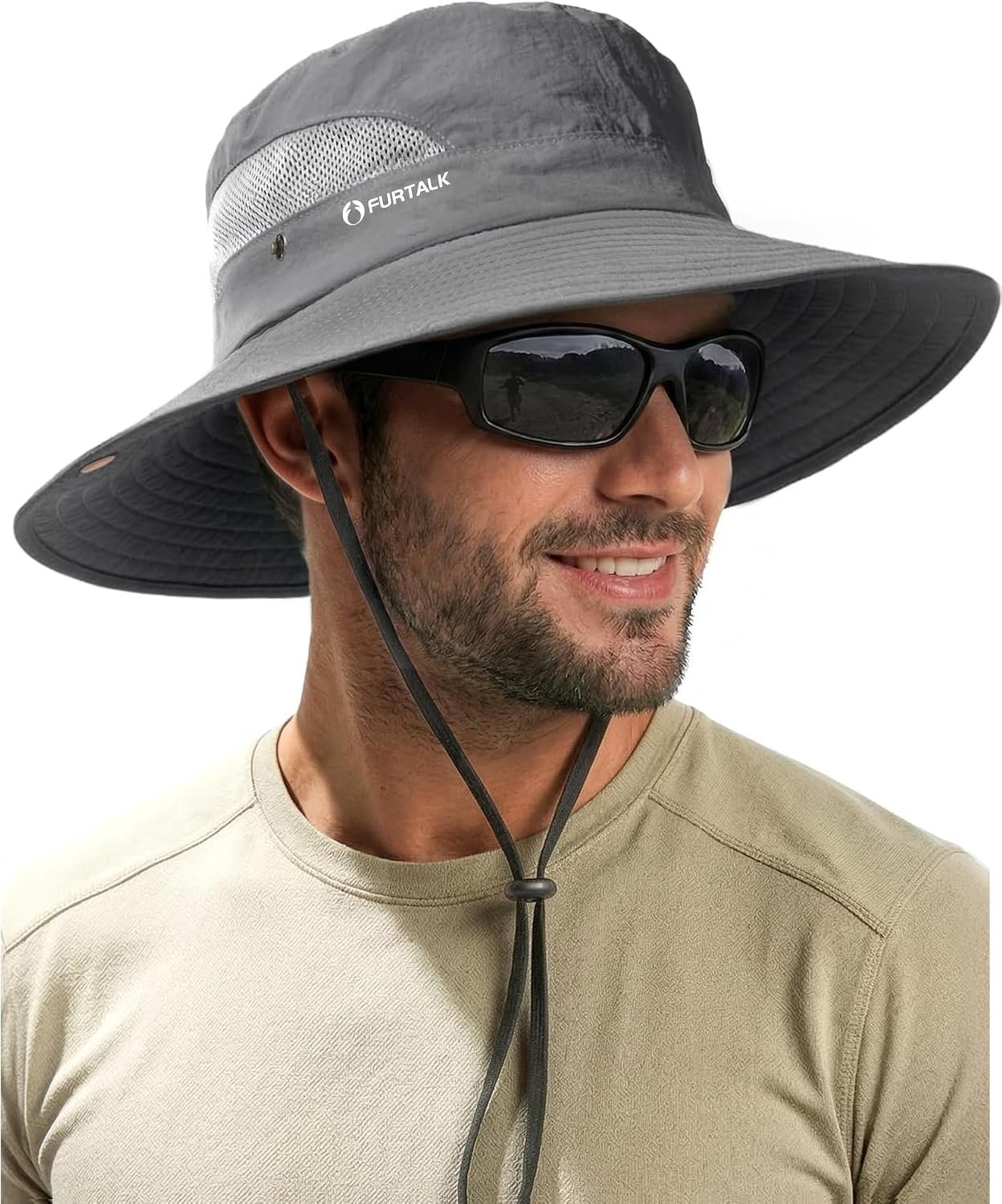FURTALK Mens Bucket Sun Hat UPF Protection Wide Brim Breathable Fishing Hat | Quick-Dry, Ventilation Mesh, Soft Sweatband, Summer, Hiking, Gardening, Beach, Outdoor