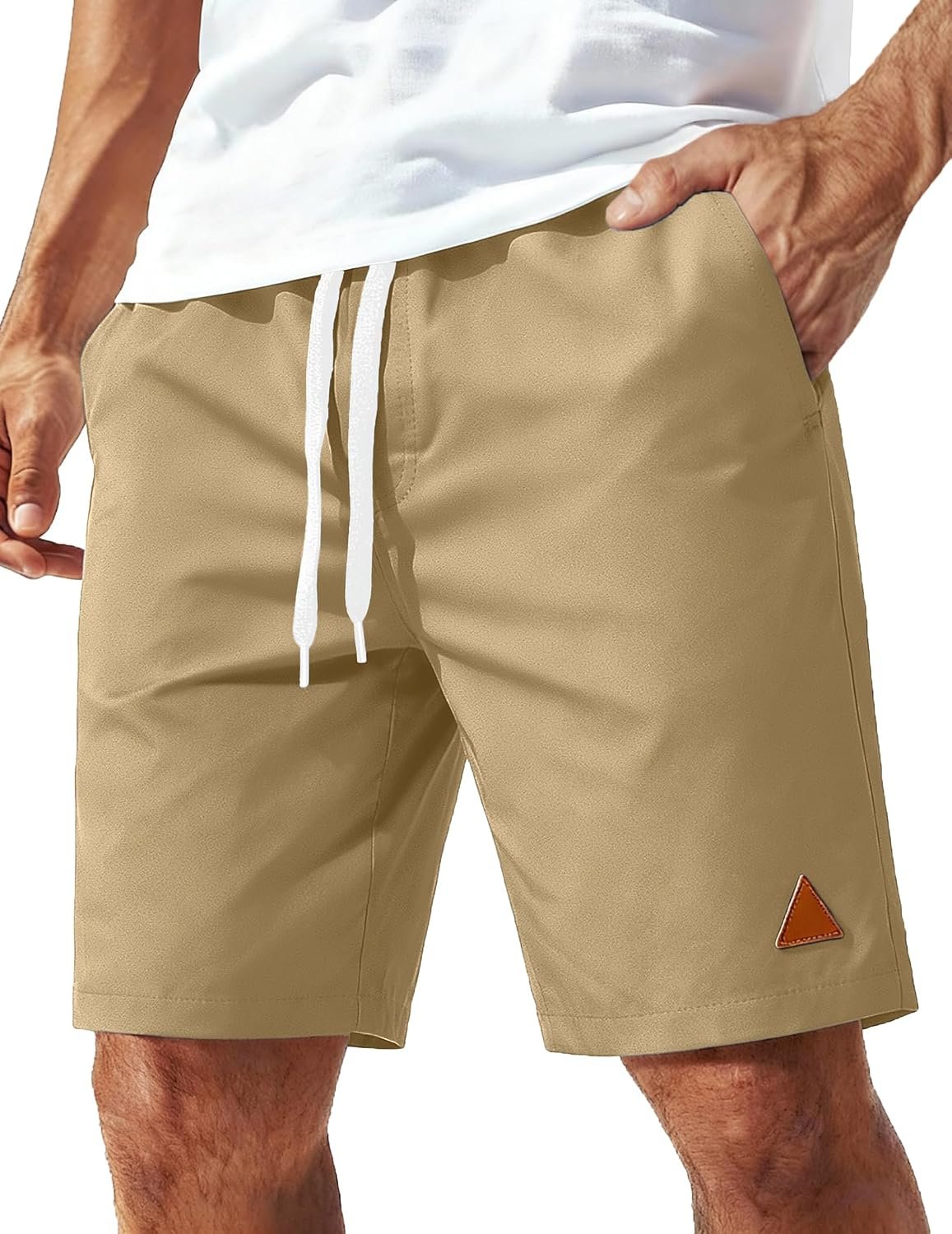 COOFANDY Mens 9″ Casual Shorts with Zipper Pockets Lightweight Chino Shorts | Elastic Waist Drawstring, Moisture-Wicking, Stretch Twill, Everyday Casual Wear