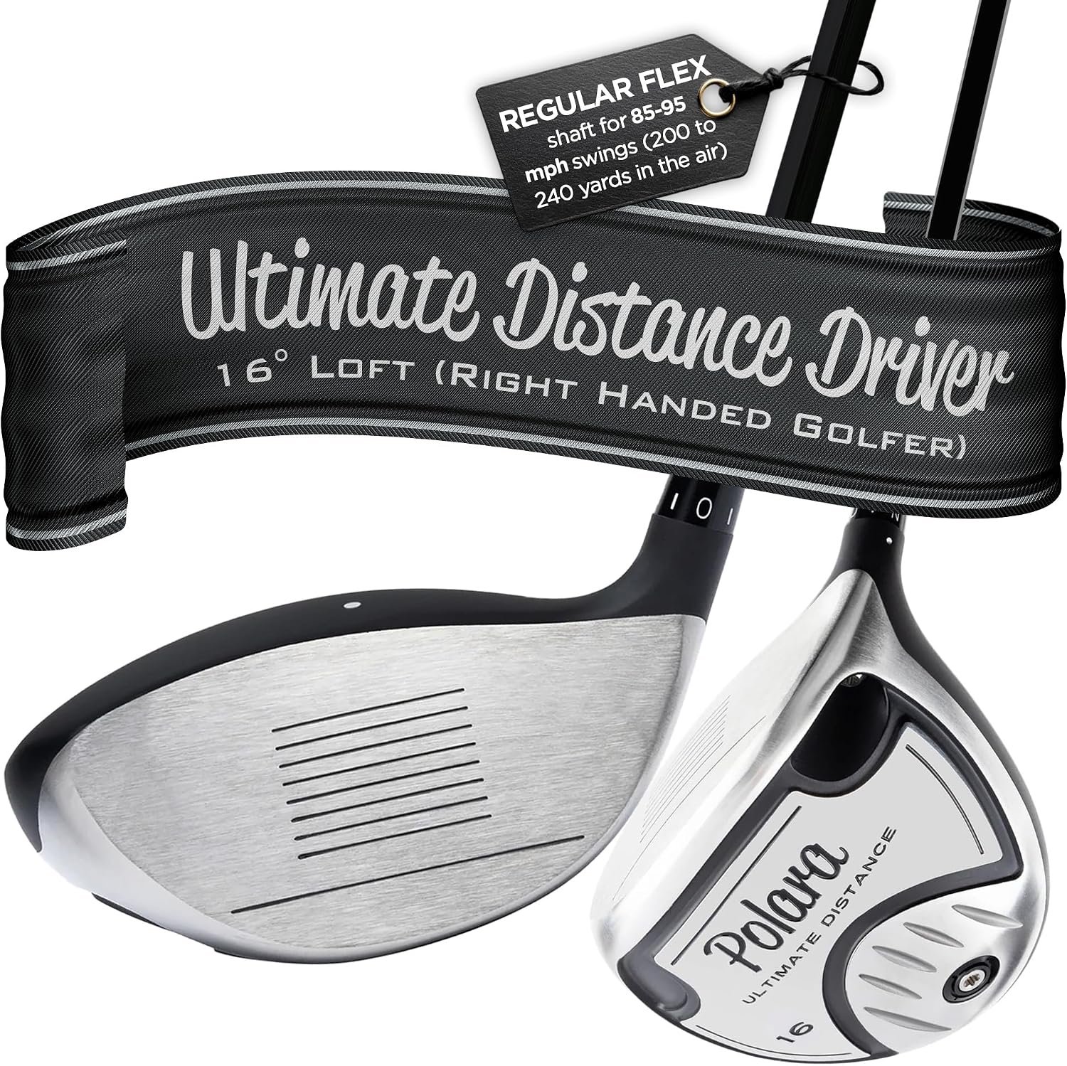 Polara Golf Ultimate Straight Driver – Adjustable Anti-Slice Driver for Men & Women, Beta Titanium Face, 475cc High MOI Clubhead, Golf Club for Right-Handed Golfers, 46″ Long MRH
