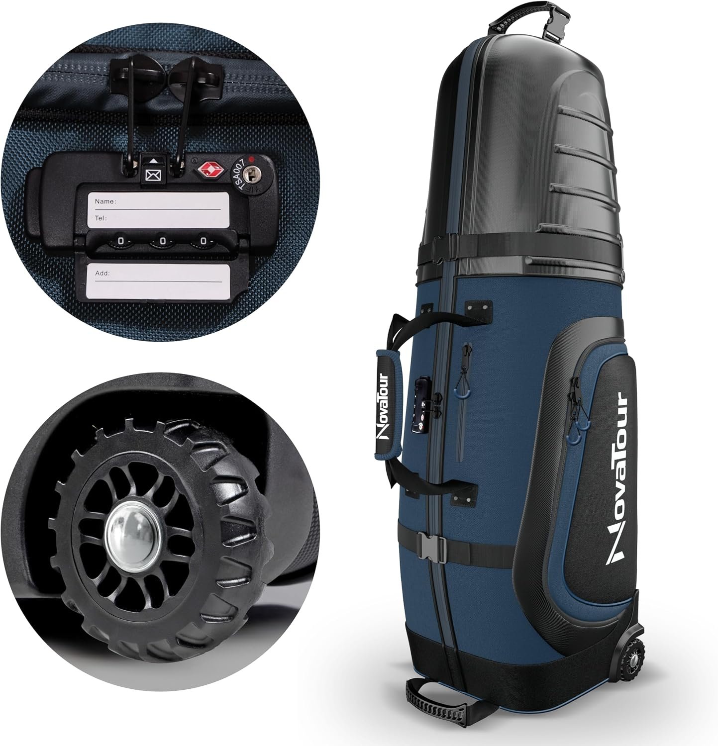 Golf Travel Bag for Airlines: Hard Case Top, Waterproof Zippers, Built-in TSA Lock, 1680D Oxford Fabric, Oversized Tank Wheels, Lightweight – Maximum Club Protection