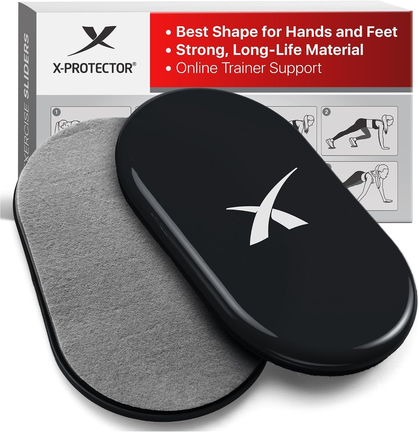 X-Protector Sliders for Working Out – 2 PCS – Double-Sided Exercise Sliders for Hard & Carpeted Floors – Gliders for Exercising!