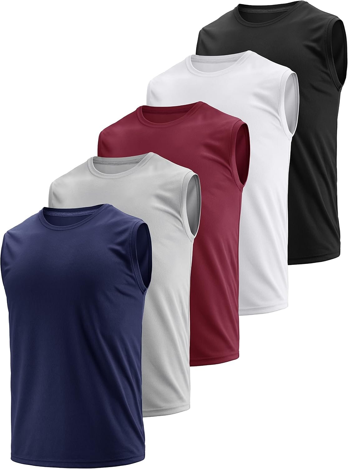 Men’s Dry Fit Moisture Wicking 3 & 5 Pack Tech Quick Dry Sleeveless Shirts Mesh Crew Active Athletic Tank Tops
