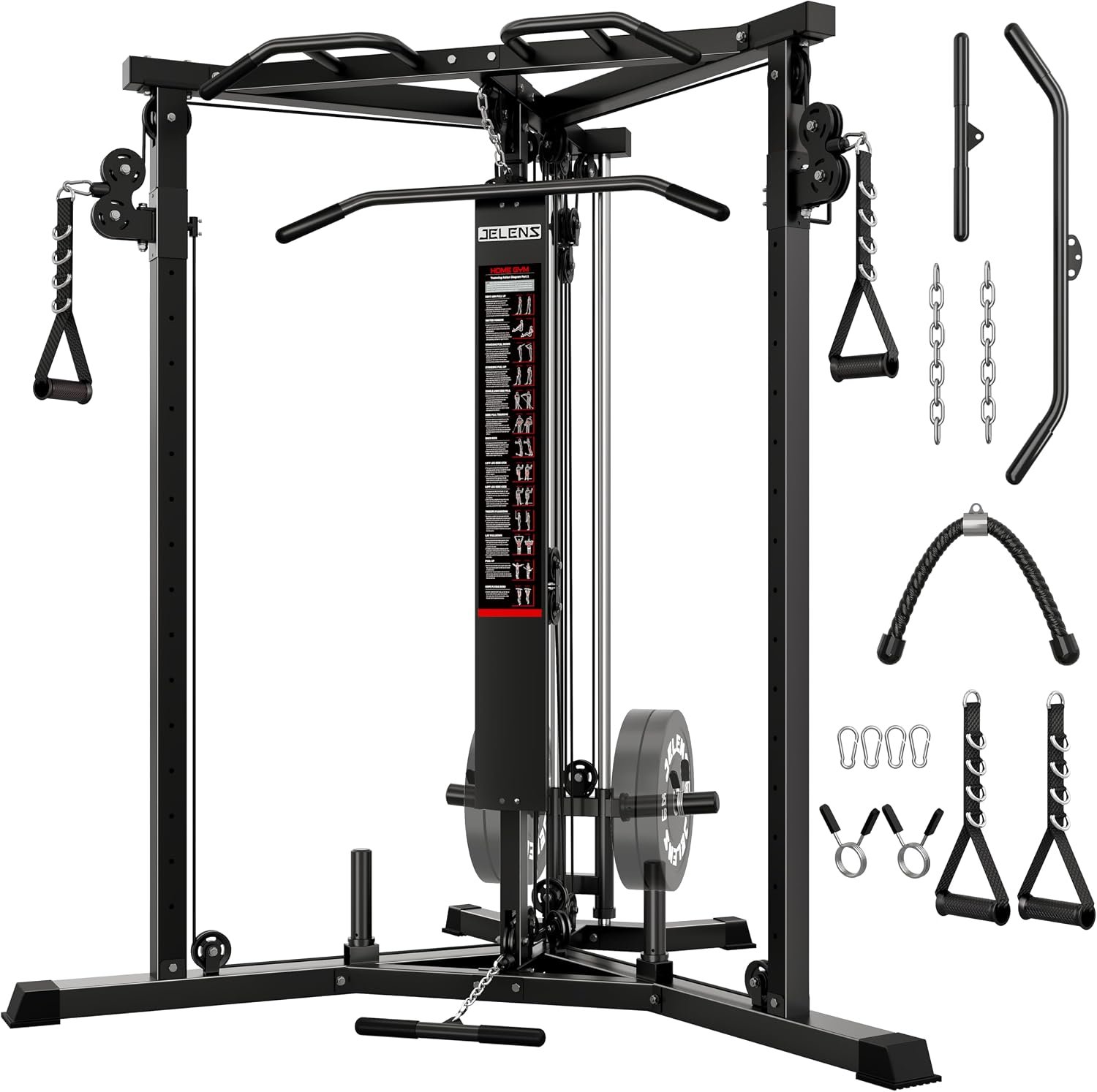 CC01 Cable Crossover Machine with High and Low Pulley System, Functional Trainer with Pull Up Bars and Optional Bundle, Cable Machine for Home Gym Power Workout