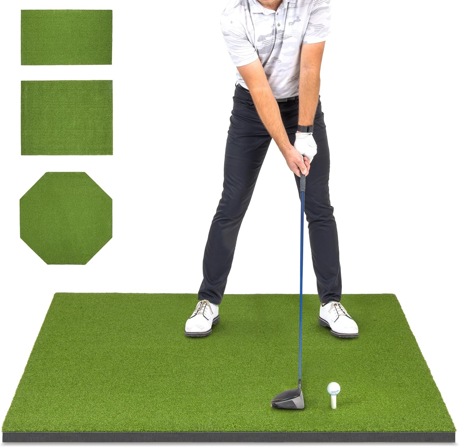 GoSports Elite Golf Hitting Mat for Indoor and Outdoor Practice – Withstands Thousands of Shots – Heavy-Duty Turf Driving Range Mats Works with Golf Simulators – Includes 3 tees – Choose Your Size