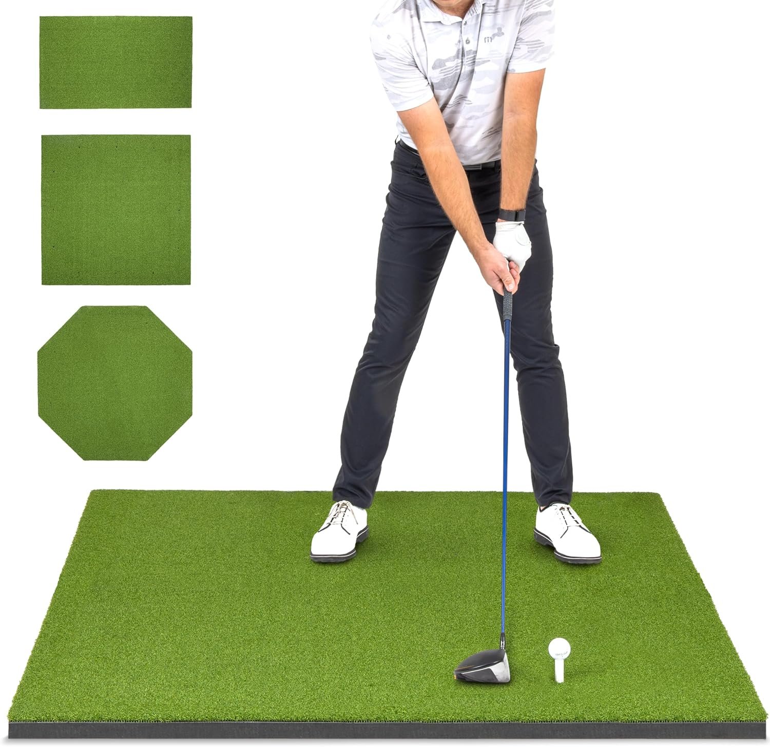 GoSports Elite Golf Hitting Mat for Indoor and Outdoor Practice – Withstands Thousands of Shots – Heavy-Duty Turf Driving Range Mats Works with Golf Simulators – Includes 3 tees – Choose Your Size