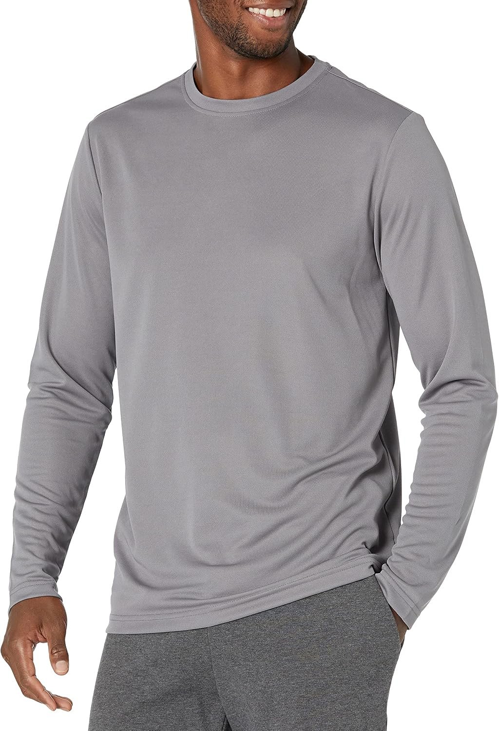 Amazon Essentials Men’s Long Sleeve Moisture Wicking Performance Tech Workout Crew Neck T-Shirt