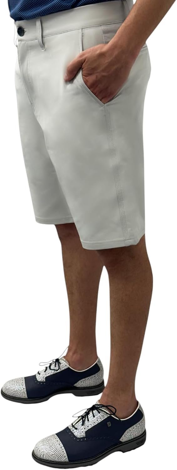 Men’s Long Golf Shorts 11.5″ Inseam Knee Length Quick Dry Athletic Fit Stretch Short with Pockets, Elastic Waistband 11-inch