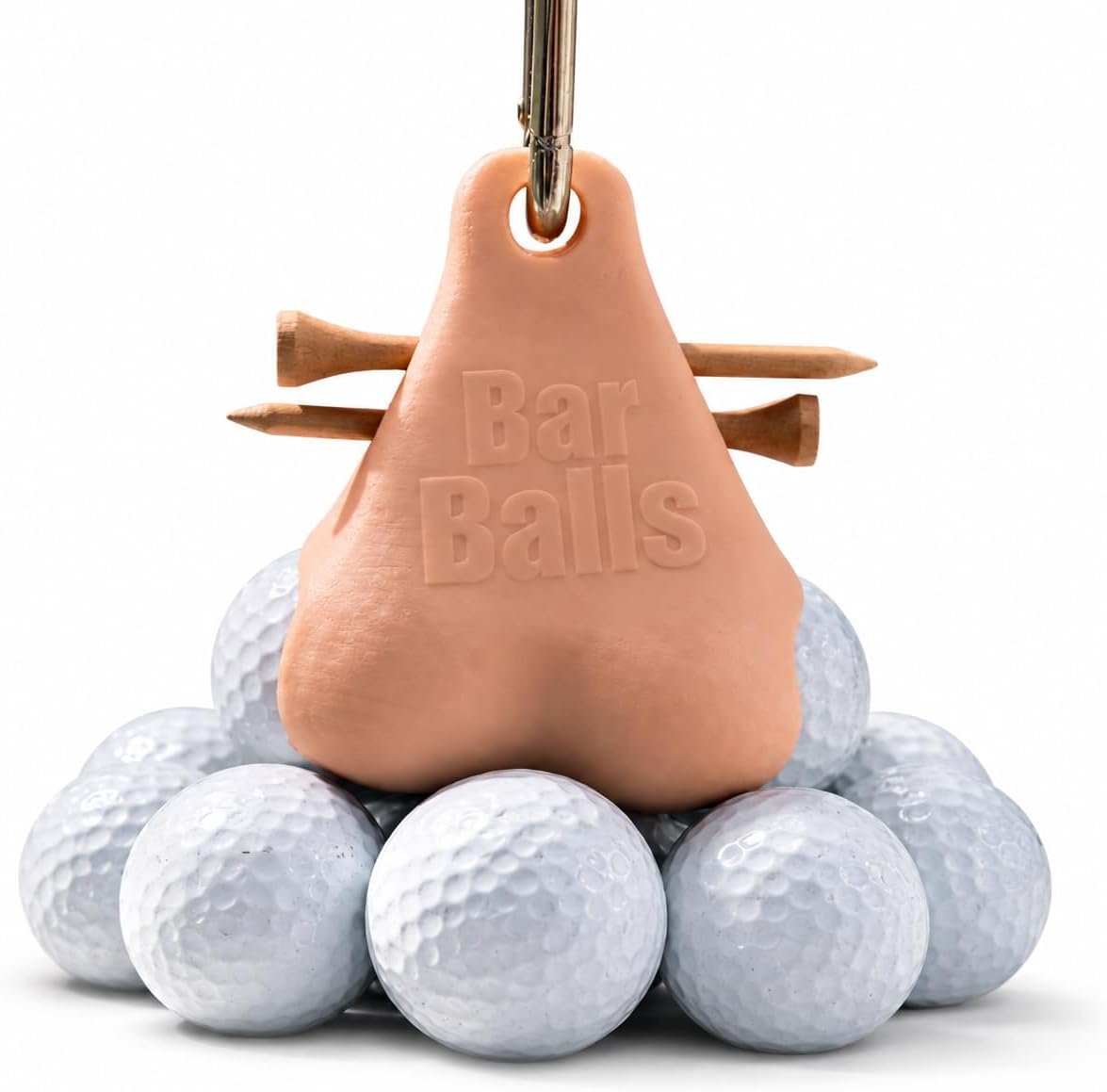 Golf Ball & Tee Holder Caddy – Clip-On Golf Accessory with Carabiner, Holds 2 Balls & 2 Tees, Funny Golf Gift for Men
