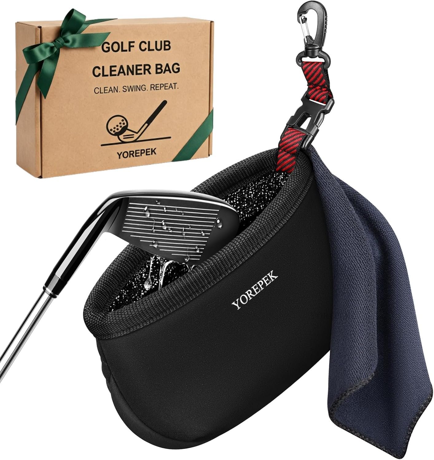 YOREPEK Golf Club Cleaner Bag in Gift Box, Golf Ball Cleaner, Golf Gifts