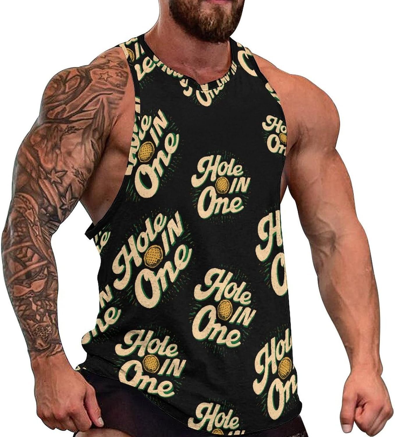 Golf Hole in One Workout Tank Tops Men Undershirts Breathable Gym Sleeveless Muscle Shirts