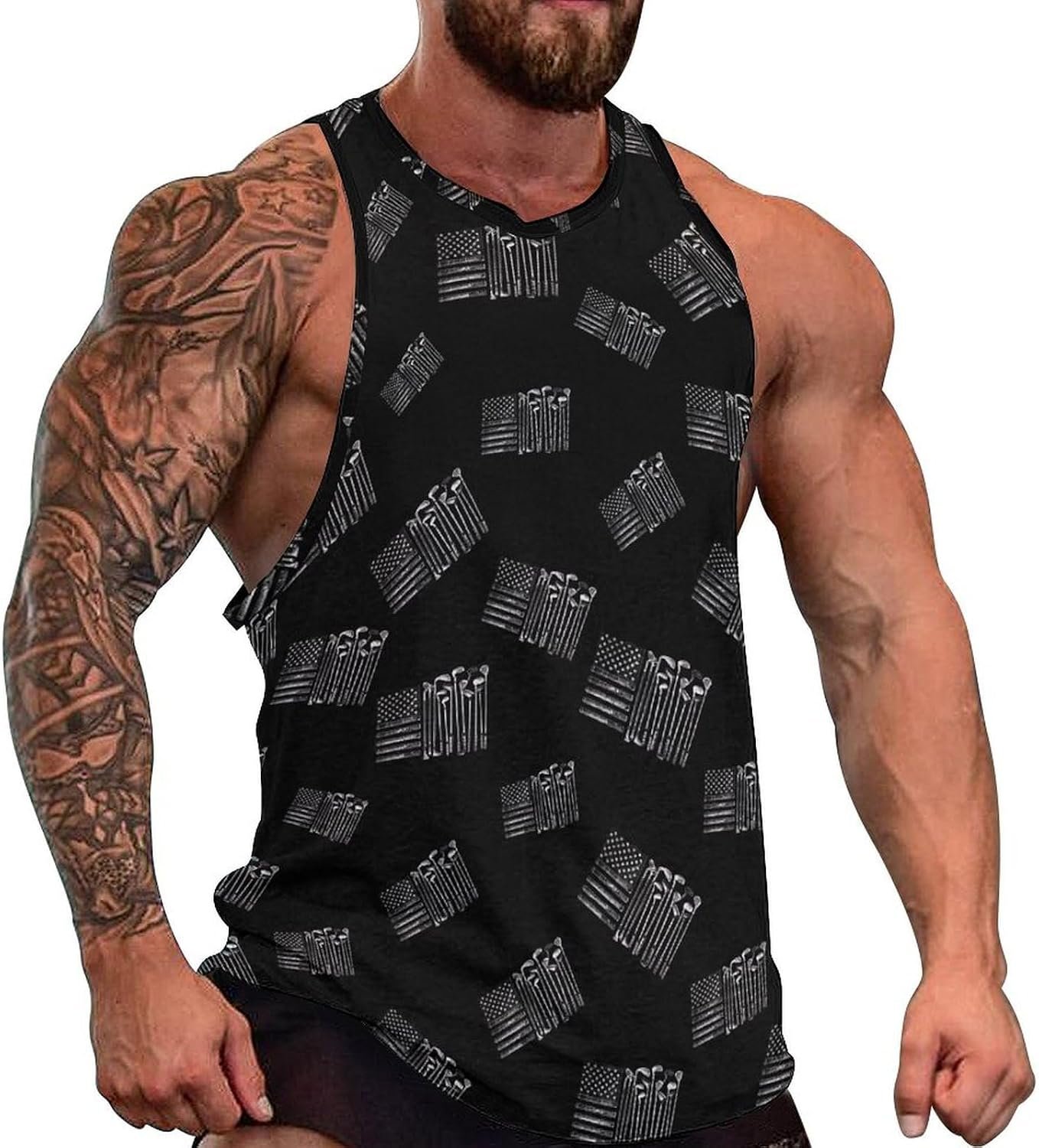 Golf Clubs U.S. Flag Men’s Gym Tank Tops Workout Muscle Tee Training Bodybuilding Fitness Sleeveless T Shirts