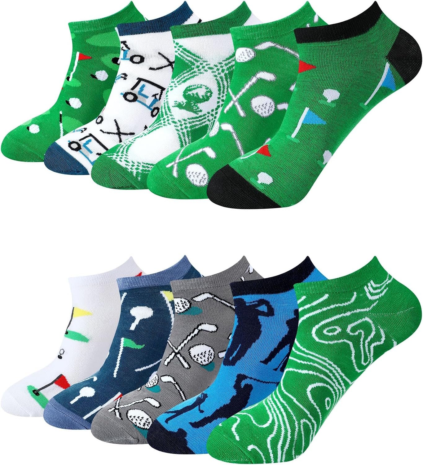 10 Pairs Golf Socks for Men, Funny Low Cut Novelty Golfer Socks