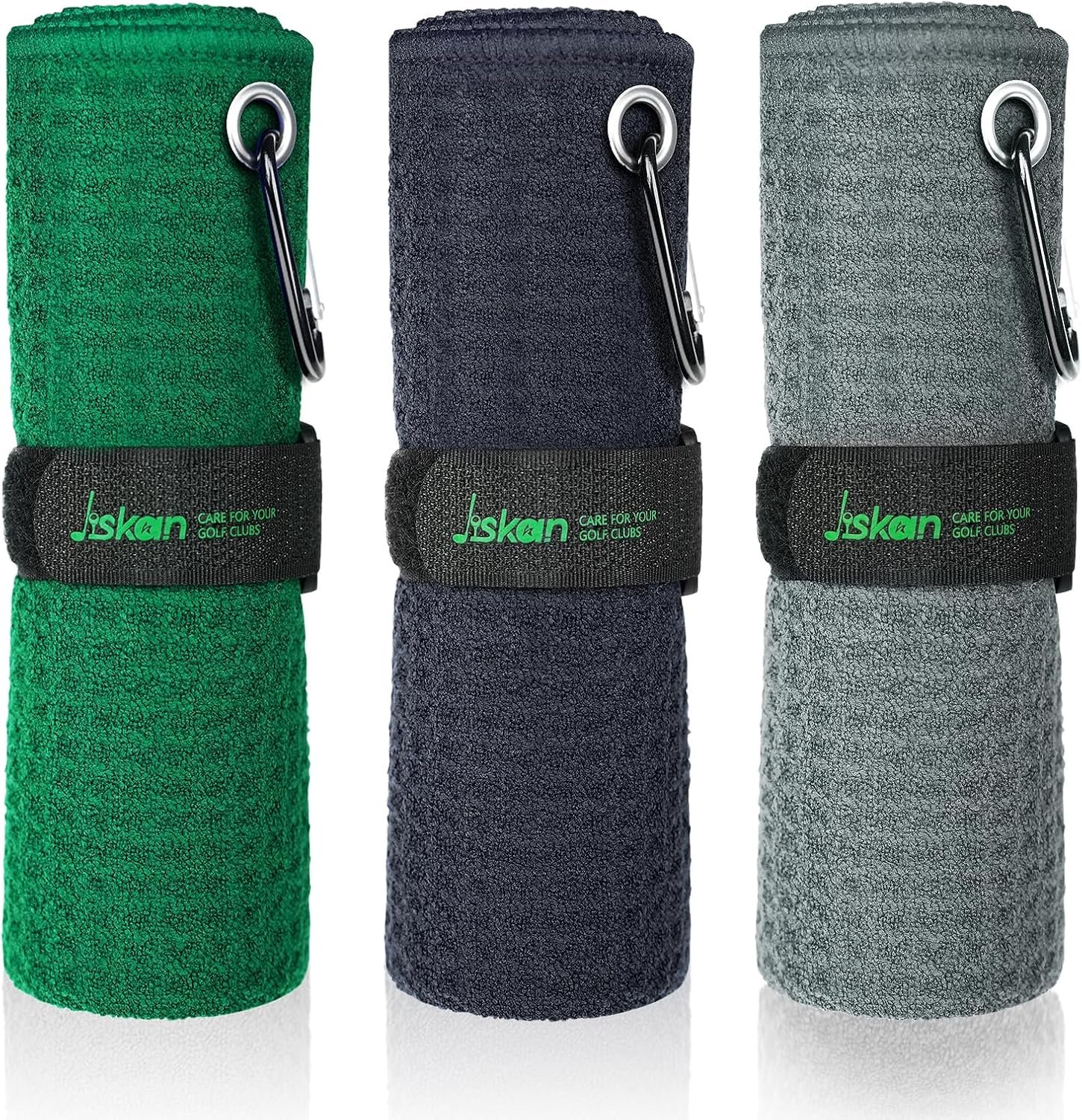 Jiskan Pro Golf Towel Microfiber Golf Towel for Golf Bags (16″ X 16″) with Hook, Loop Fastener and Gift Box, Essentials Golf Accessories for Men, Golf Gifts for Men/Women
