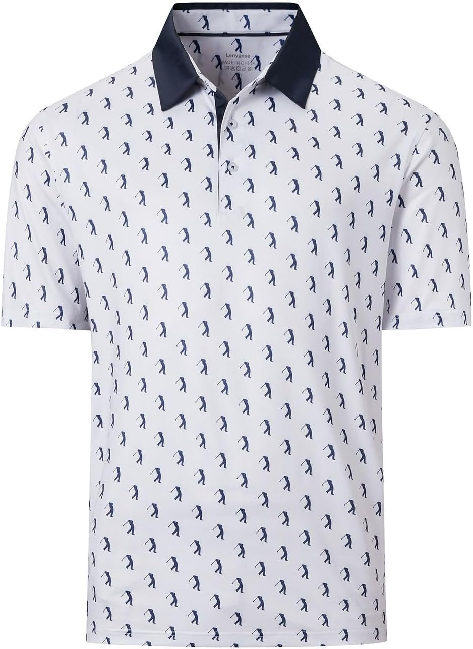 Golf Shirts for Men Dry Fit Short Sleeve Printed Performance Polo