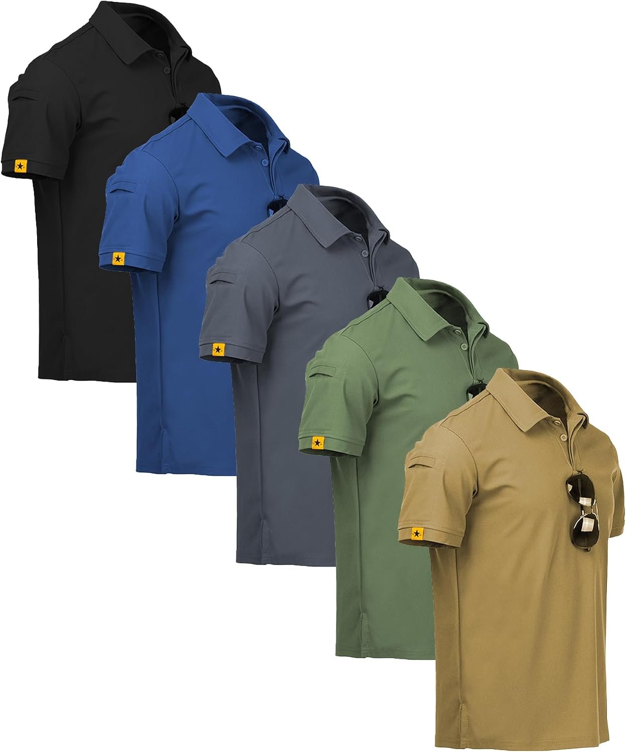 SCODI 5 Pack Mens Polo Shirts Short Sleeve Athletic Casual Golf T-Shirt