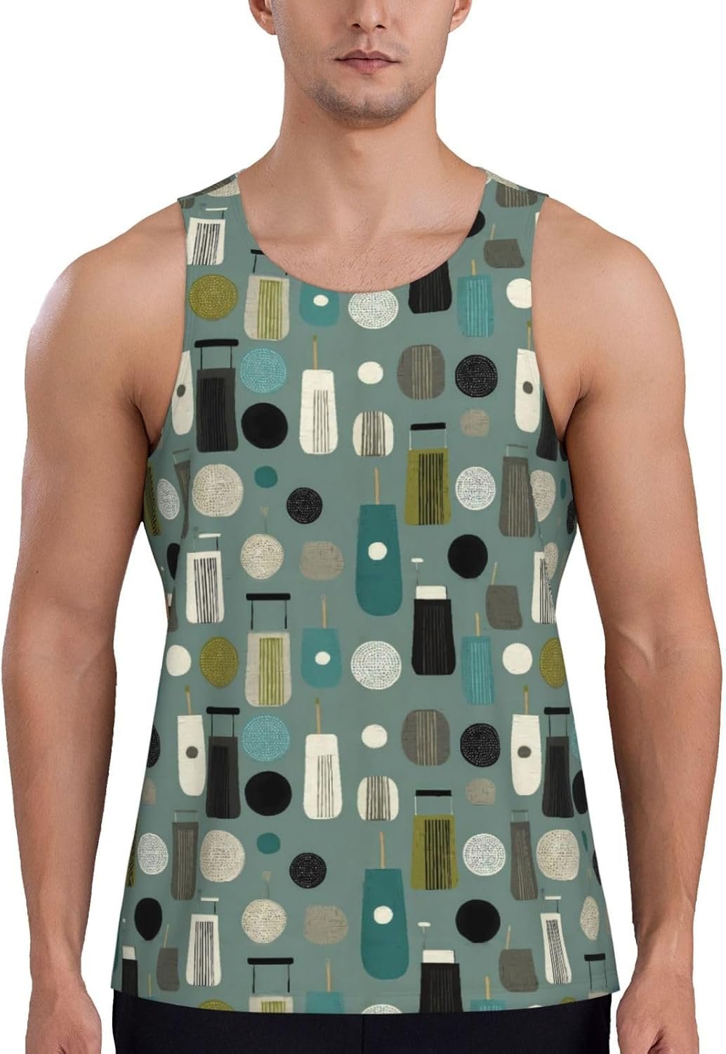 Golf Bags and Balls (2) Print Men’s Quick-Dry Workout Tank Top, Sleeveless Athletic Shirt