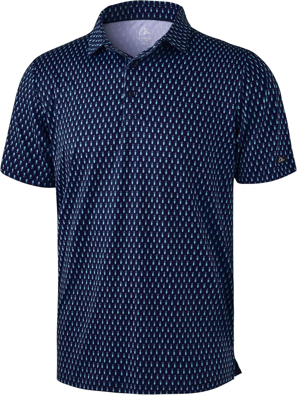 Obla Men’s Golf Polo Shirts Print Short Sleeve Dry Fit Collared Shirt