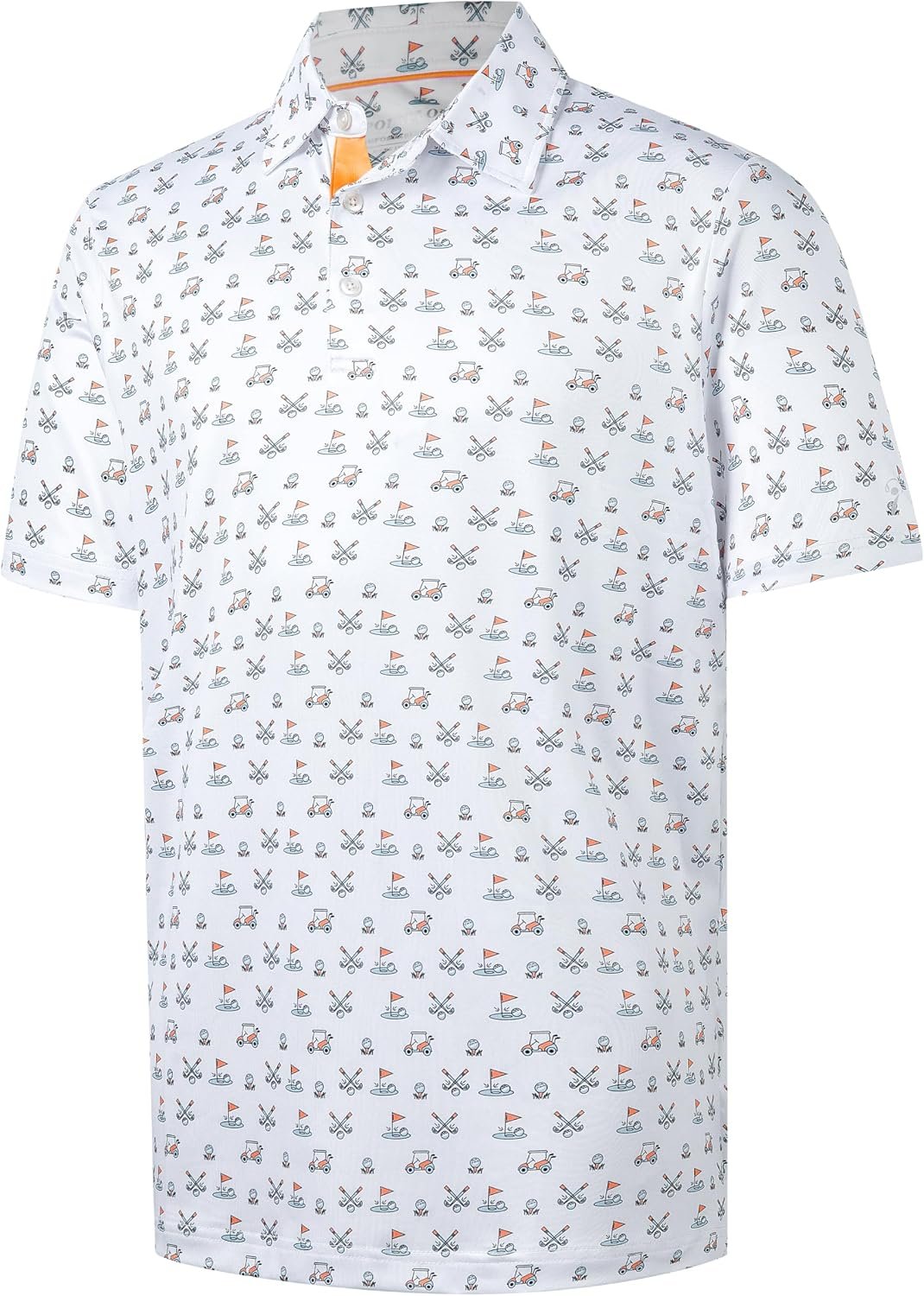 Mens Golf Shirt Moisture Wicking Dry Fit Print Performance Short Sleeve Polo Shirts for Men